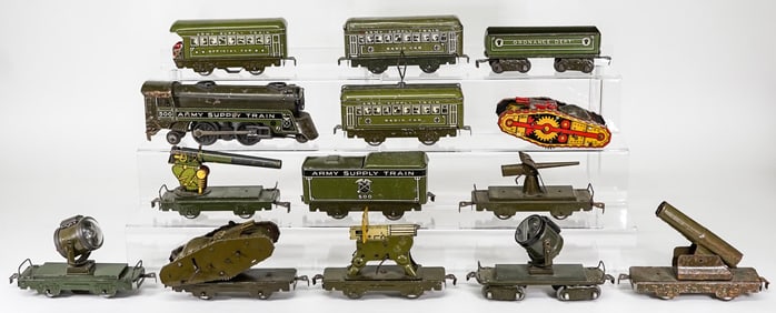 Pre-War Army Supply Train (14 PC) MARX Tin Litho