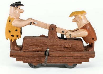 MARX Fred Flintstone and Barney RR Car Wind Up