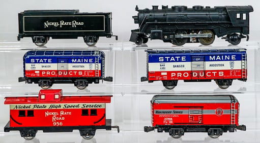 MARX #666 Engine Tin Litho Cars [Nickel Plate RD]