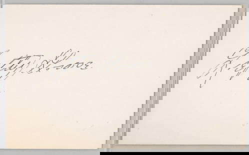 Lefty Grove (d.1975) Signed Index Card JSA COA: Lefty Grove (d.1975) Signed Index Card JSA COA #SS14665. Measures 3 x 5 inches. Excellent condition. If lot is absent of a condition report one may be requested via email. Condition report is
