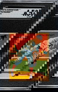 1934 Diamond Stars Tom Bridges #5 SGC 4.5: [Set Break with Variations] 1934-36 Diamond Stars #5 Tom Bridges (1934 Green Back) SGC 4.5. Population 2 with only 3 higher. If lot is absent of a condition report one may be requested via email.