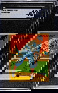 1935 Diamond Stars Tom Bridges #5 SGC 4: [Set Break with Variations] 1934-36 Diamond Stars #5 Tom Bridges (1935 Green Back) SGC 4. Population 5 with 7 higher. If lot is absent of a condition report one may be requested via email. Condition