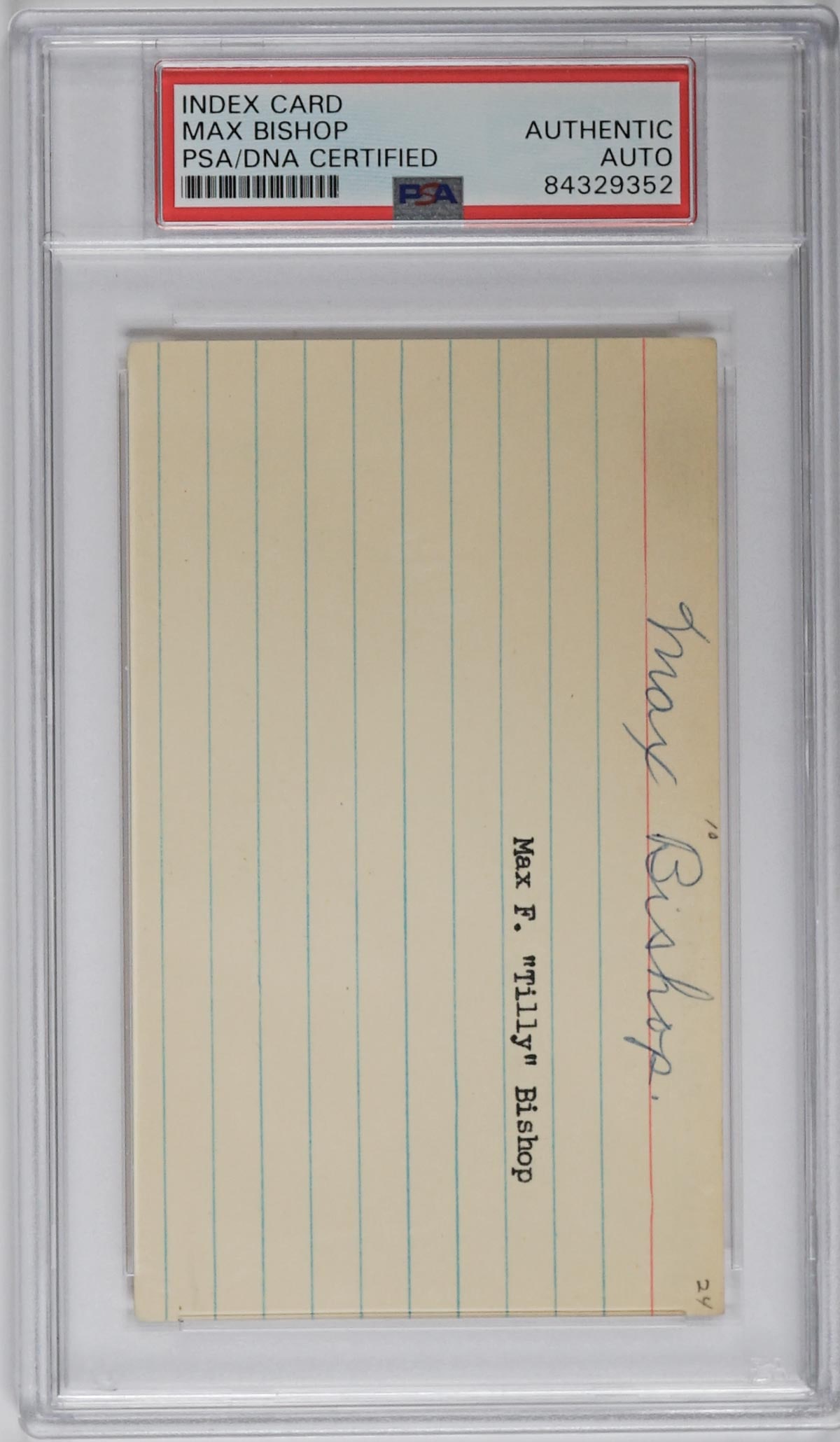Max Bishop (d.1962) Signed Index Card PSA/DNA (1 of 2)