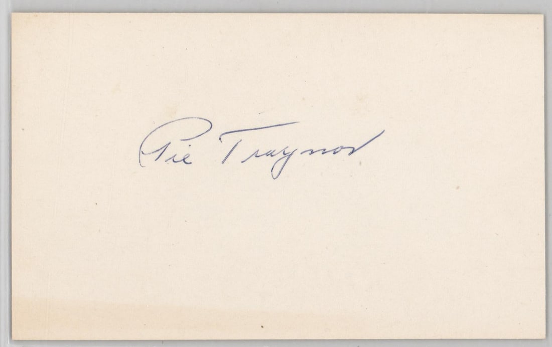 Pie Traynor (d.1972) Signed Index Card BAS LOA (1 of 3)