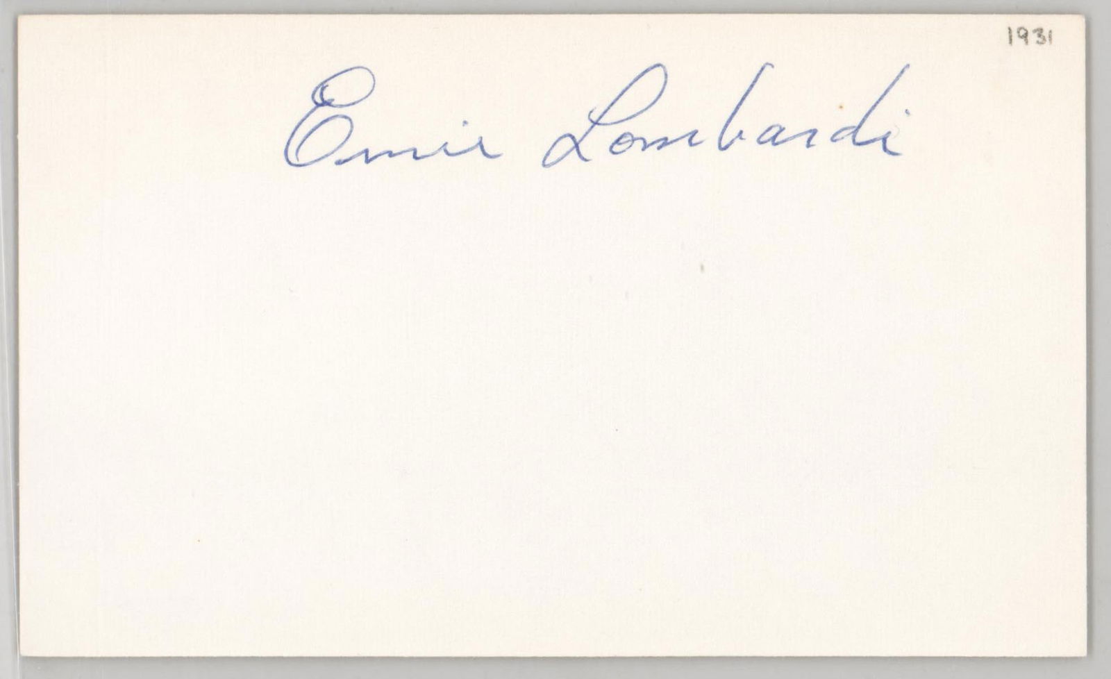 Ernie Lombardi (d.1977) Signed Index Card BAS COA (1 of 2)