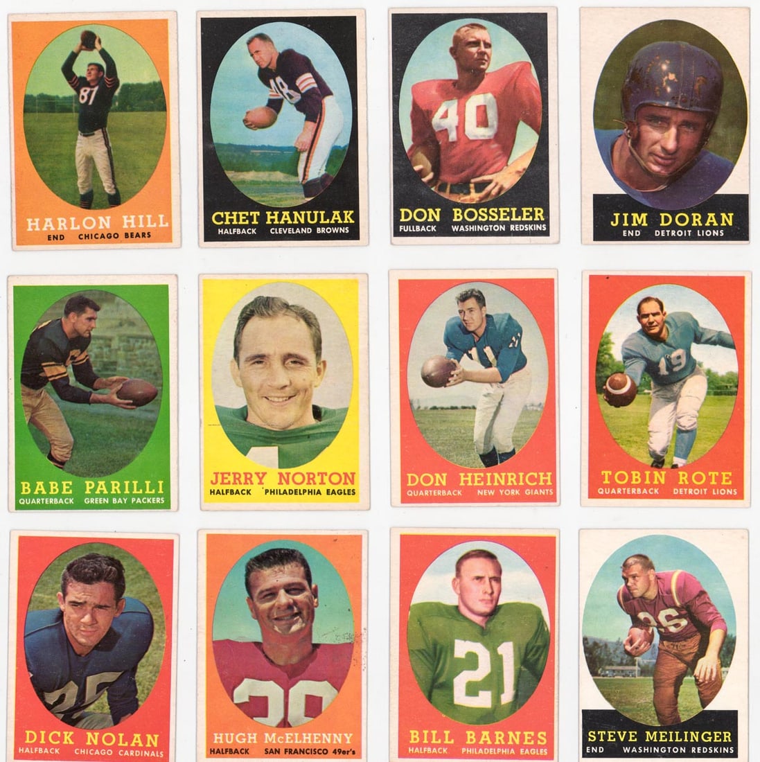 (23) 1958 Topps Football Cards: (23) 1958 Topps Football Cards. Most are EX/EX-MT. If lot is absent of a condition report one may be requested via email. Condition report is provided as an opinion only and is no guarantee as conditi