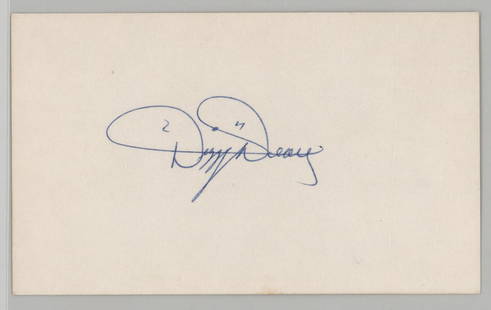 Dizzy Dean (d.1974) Signed Index Card BAS LOA: Dizzy Dean (d.1974) Signed Index Card. Beckett Authentication Services LOA #AC83066. NM-MT. If lot is absent of a condition report one may be requested via email. Condition report is provided as an