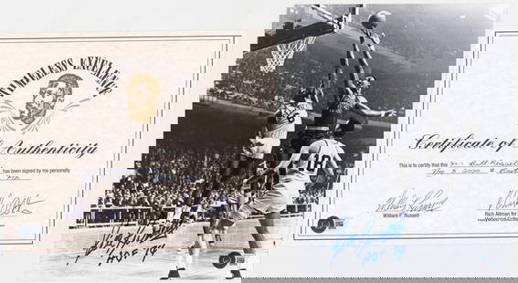 Bill Russell Signed 8 x 10 Photo & Signed COA: Bill Russell Signed 8 x 10 Photo and Signed COA. Beckett Authentication Services LOA's #AC83017 and AC83018. Both are unframed, NM-MT/MT condition. If lot is absent of a condition report one may be