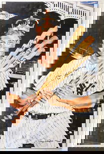 Mickey Mantle Signed Poster 36 x 24 Inches BAS LOA: Mickey Mantle Signed lithographic poster. Signed and numbered 78/535 by artist Wayne Prokopiak (created 1991). Measures 36 x 24 inches. NM-MT condition. Will be shipped rolled with LOA. Beckett