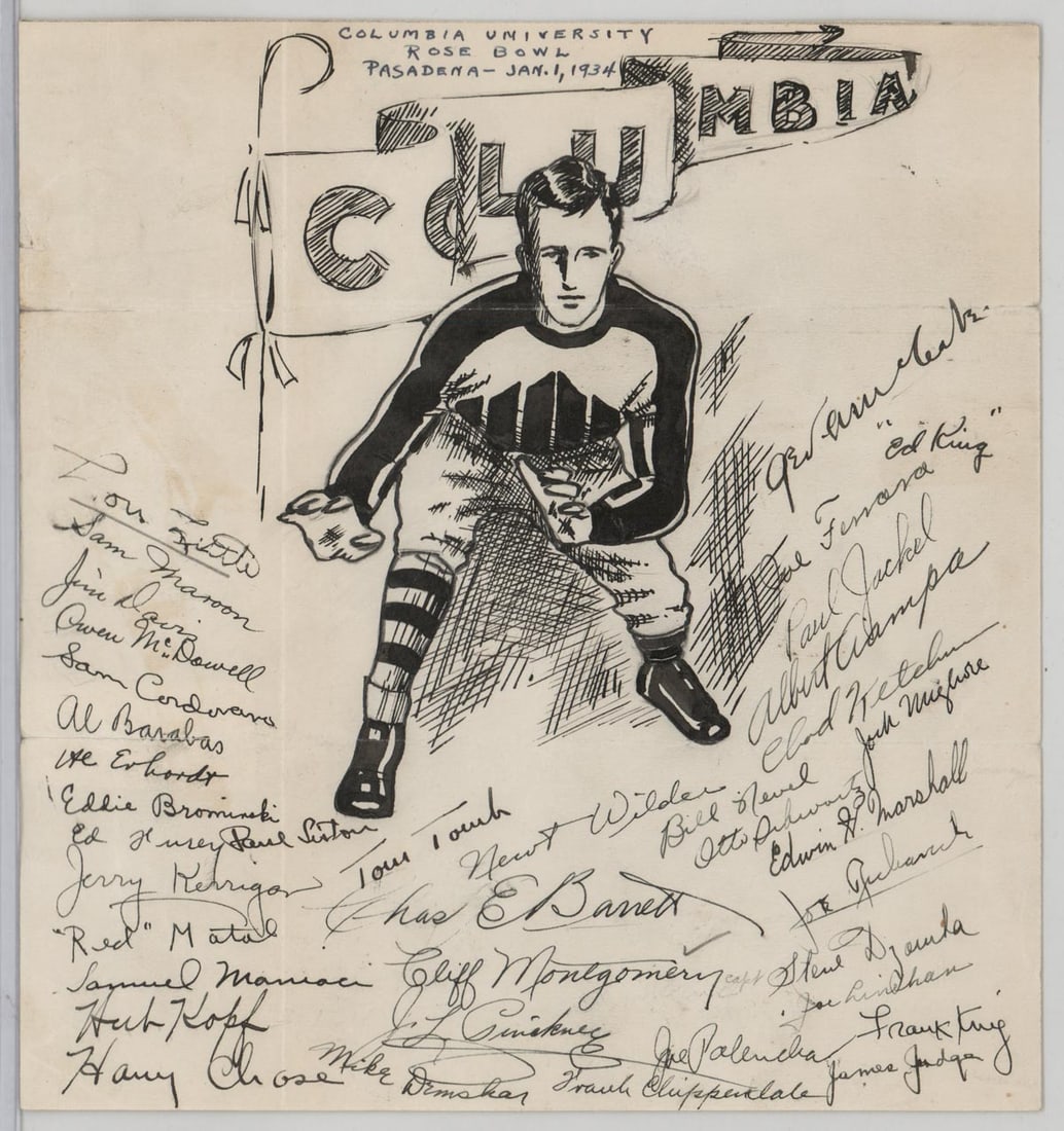 1933 Columbia Lions Team Signed Drawing (1 of 3)