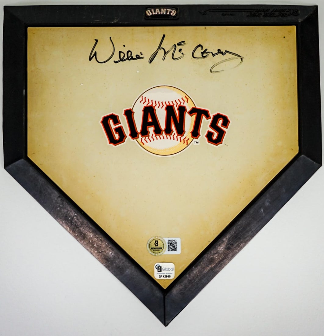 Willie McCovey SIGNED SF Giants Plate BAS COA (1 of 2)