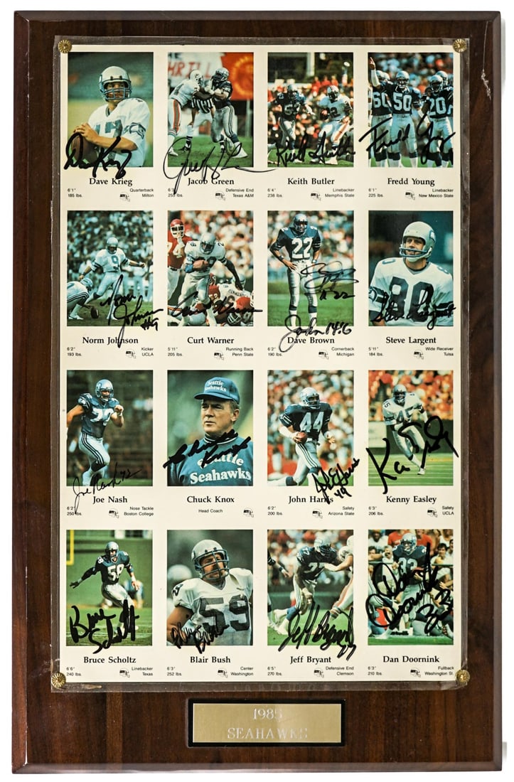 1985 Seattle Seahawks Multi-Signed Card Sheet LOA (1 of 6)