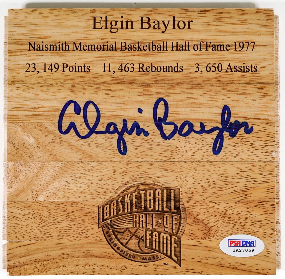 Elgin Baylor Autographed HOF Floor Tile PSA/DNA (1 of 2)