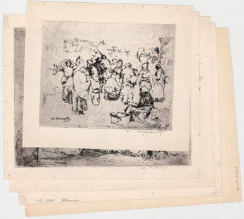 William Meyerowitz (5) Etchings SIGNED: William Meyerowitz (American 1887-1981) original pencil signed etchings. Measure 8.125 in. - 12 in. x 9.625 in. - 11 in. Unframed, loose and not glued or mounted. Provenance: Estate collection of Will