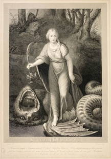 Auguste Gaspard Louis Baron Desnoyers. 1832: Auguste Gaspard Louis Baron Desnoyers antique engraving after Raphael (Sainte Marguerite, 1832). Measures 25.5 x 19.5 inches sheet size. Unframed, loose and not glued or mounted. Provenance: Previousl