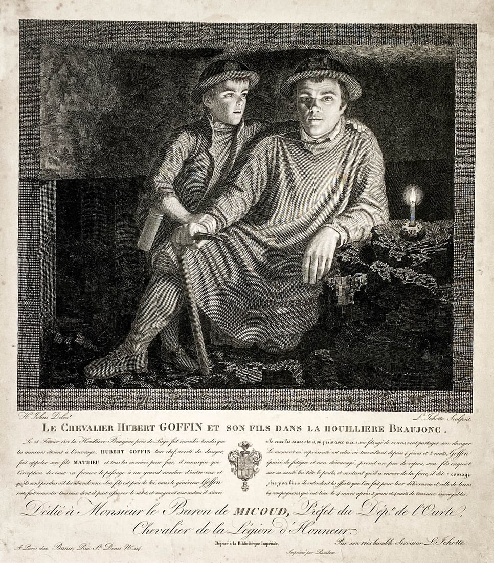 Antique French Engraving [L.Jehotte]: Antique French engraving measures 14.75 in. x 13.25 in. and is hinge mounted to a sheet that measures 24 in. x 18.5 in. Provenance: Estate collection of William Greenbaum, Gloucester, Massachusetts, P