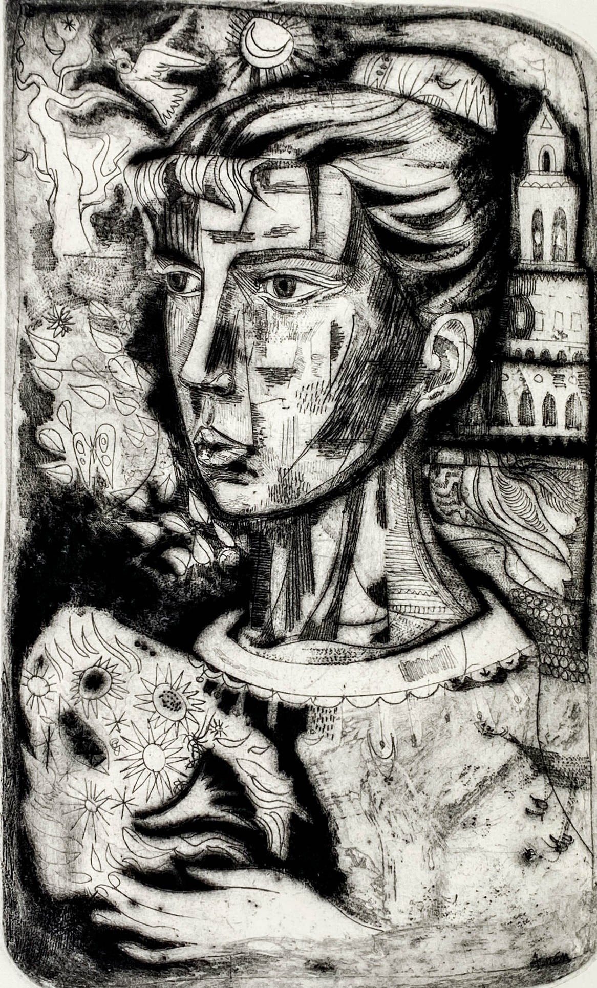 Irving Amen Etching SIGNED [Reverie] (1 of 4)