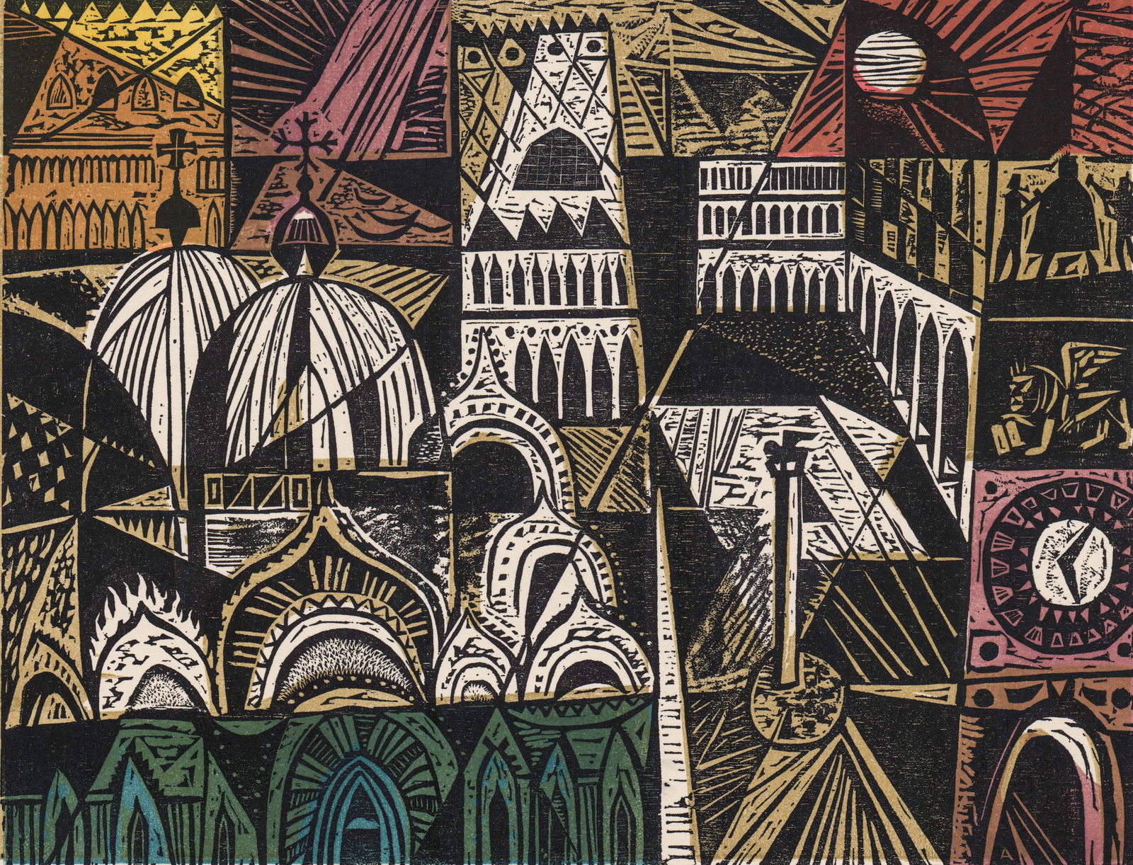 Irving Amen S/N Woodcut [Piazza San Marco] (1 of 5)