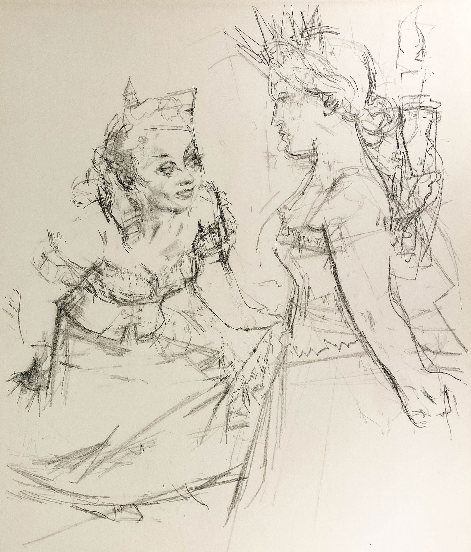 Jack Levine Lithograph S/N [Women]: Jack Levine (American, 1915-2010) lithograph pencil signed lower right, numbered 63/125 lower left. Sheet measures 29.75 in. x 22.625 in. Unframed, loose and not glued or mounted. Provenance: Estate c