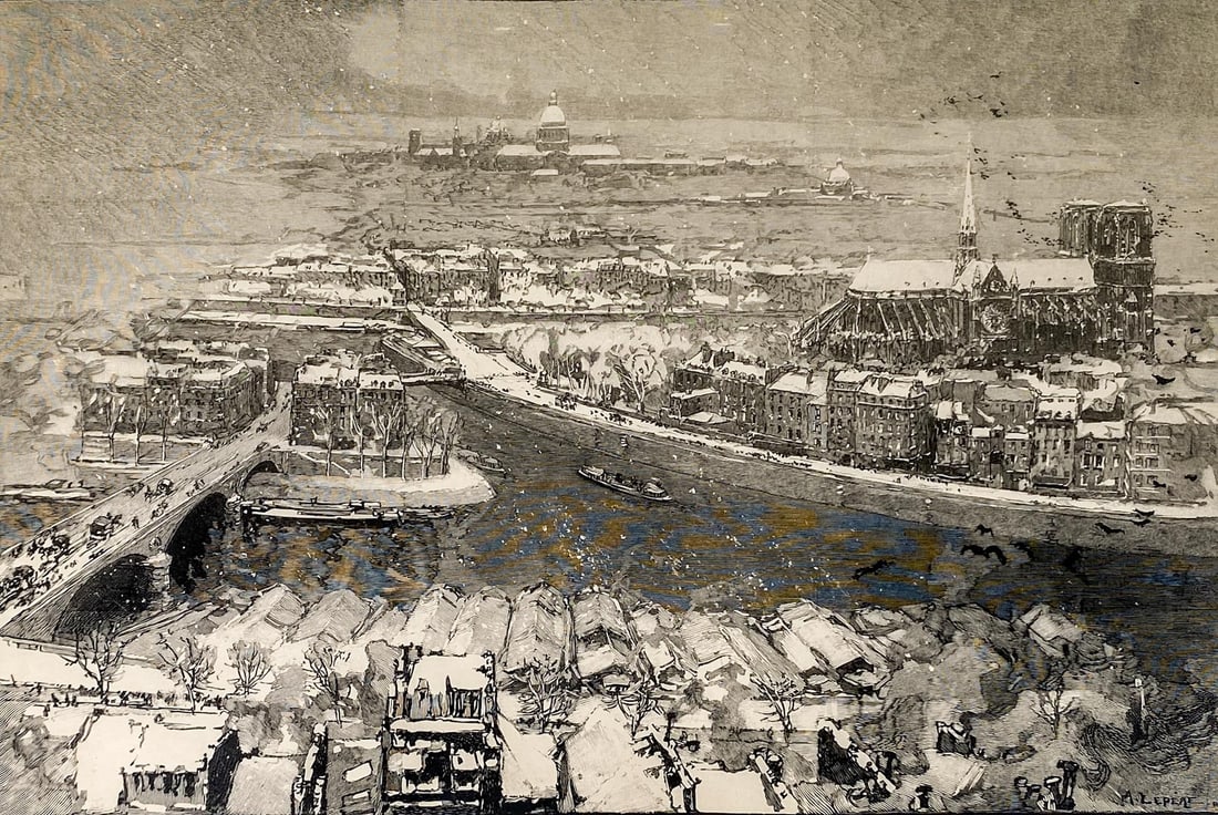 Auguste Lepere Engraving (Scenic, River and City] (1 of 4)