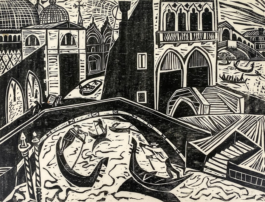 Irving Amen Woodcut SIGNED AP [Venice] (1 of 5)
