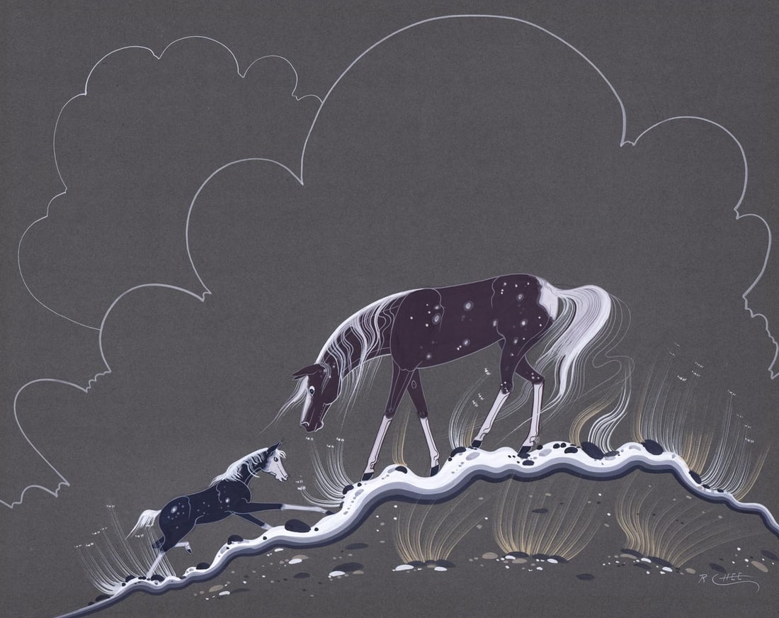 Robert Chee Original Gouache [Horse and Foal] (1 of 4)