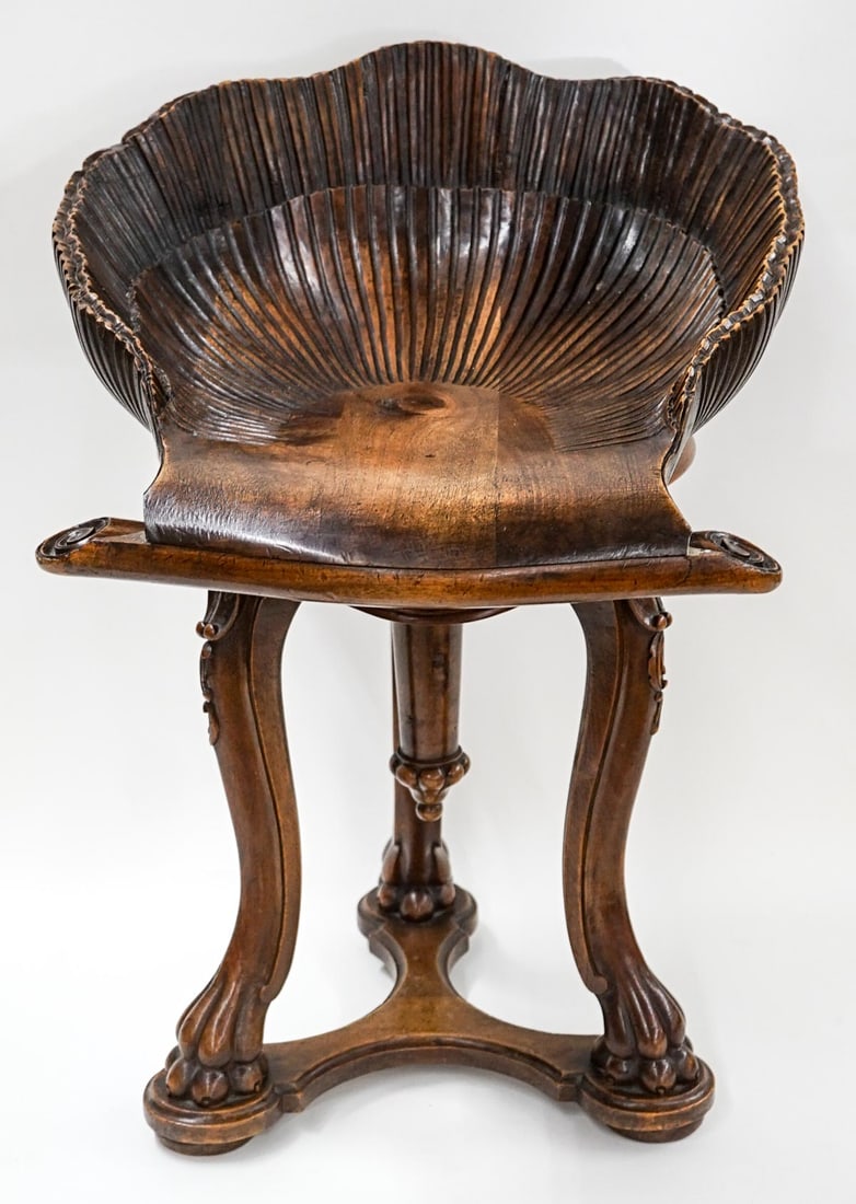 Italian Shell Carved Grotto Stool (1 of 7)