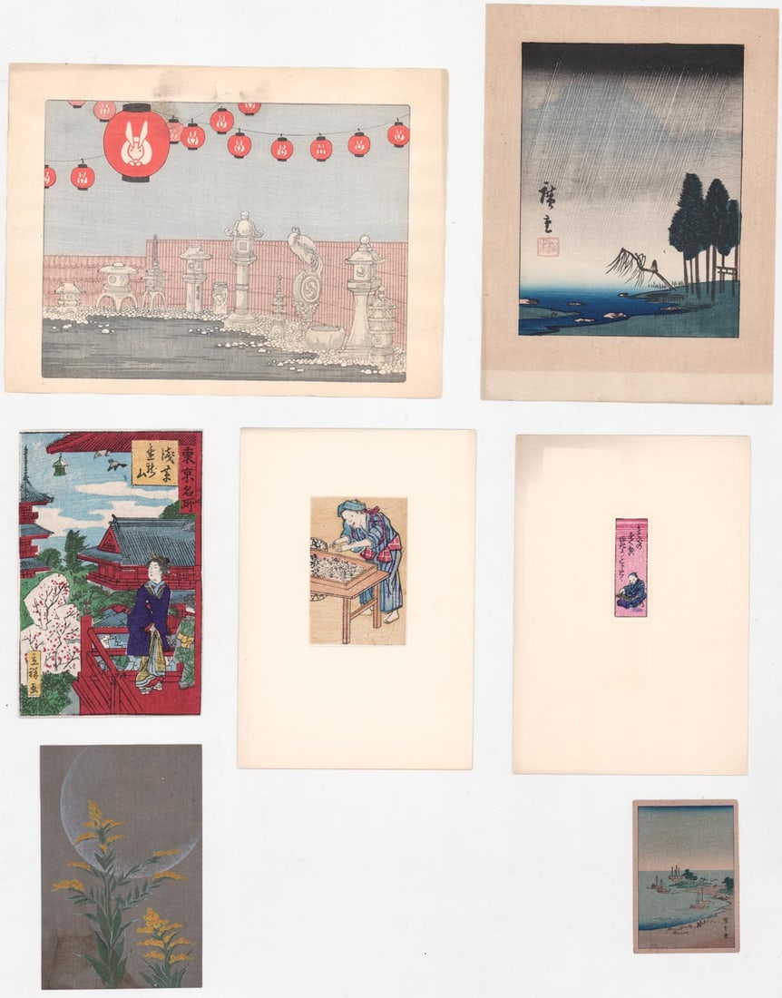 Vintage Japanese (7) Woodblock Prints (1 of 15)
