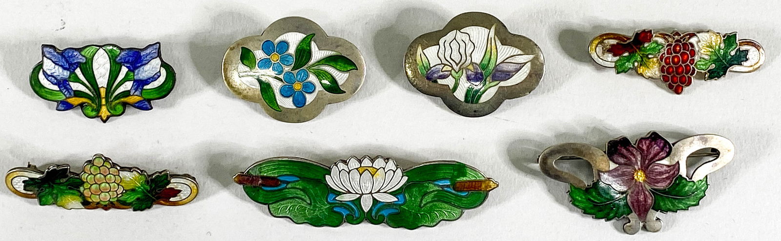 Seven Shepard Mfg. Sterling Enamel Brooches (1 of 6)