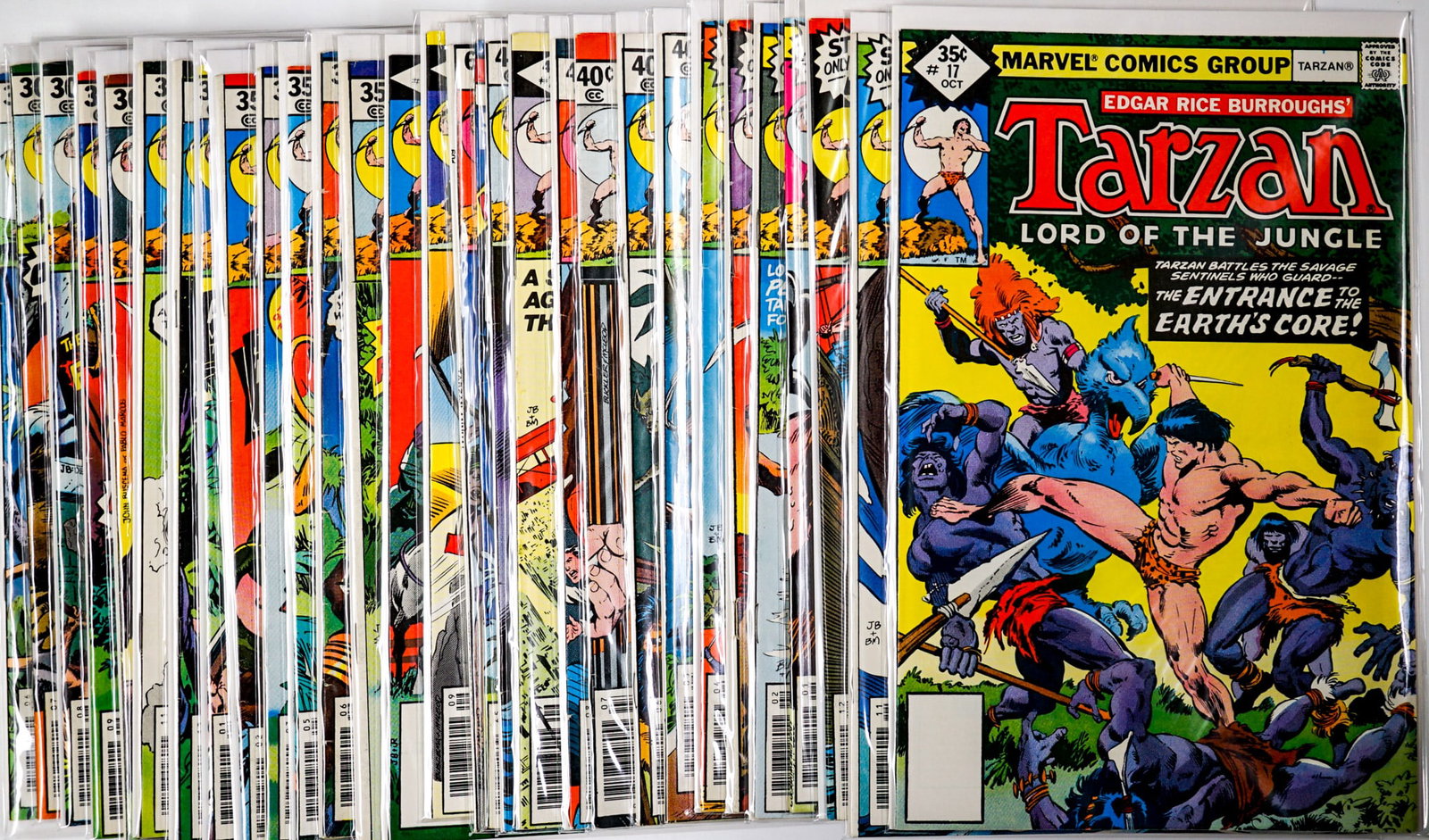Tarzan Lord of the Jungle (Marvel) Large Run: Tarzan Lord of the Jungle (Marvel) Large Run. Includes numbers 1-10 and 12-29, Annuals #1 and #3, Mixed condition of mostly high grade. If lot is absent of a condition report one may be requested via 