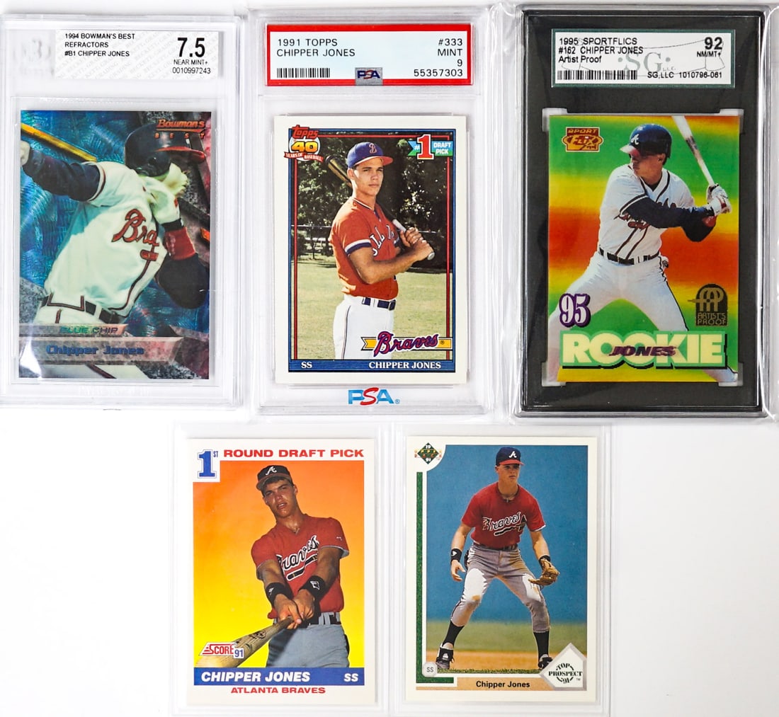 Chipper Jones Baseball Cards (5) (1 of 2)