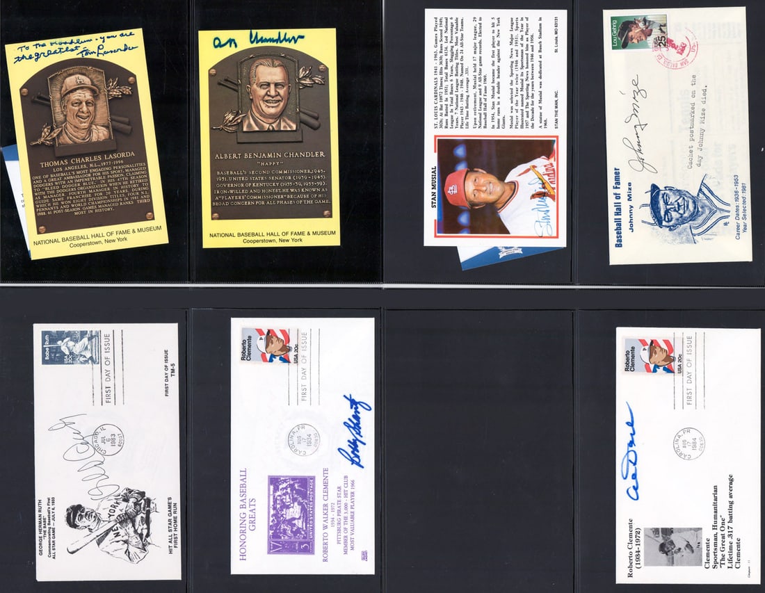 Signed HOF Plaque Postcards, Comm. Covers (15) (1 of 2)