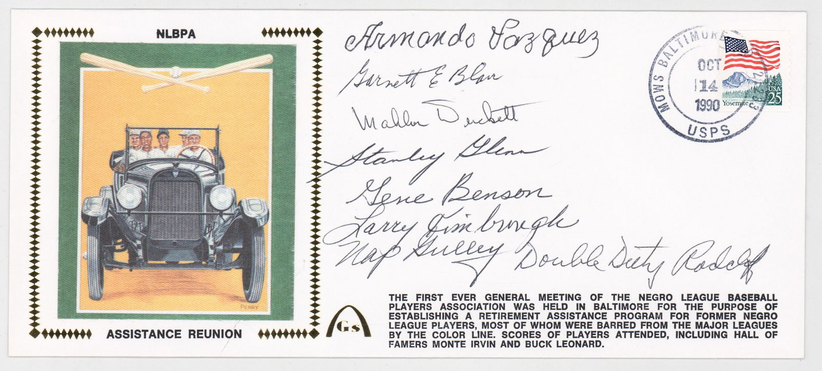 Negro League Greats Autographed Envelope (1 of 2)