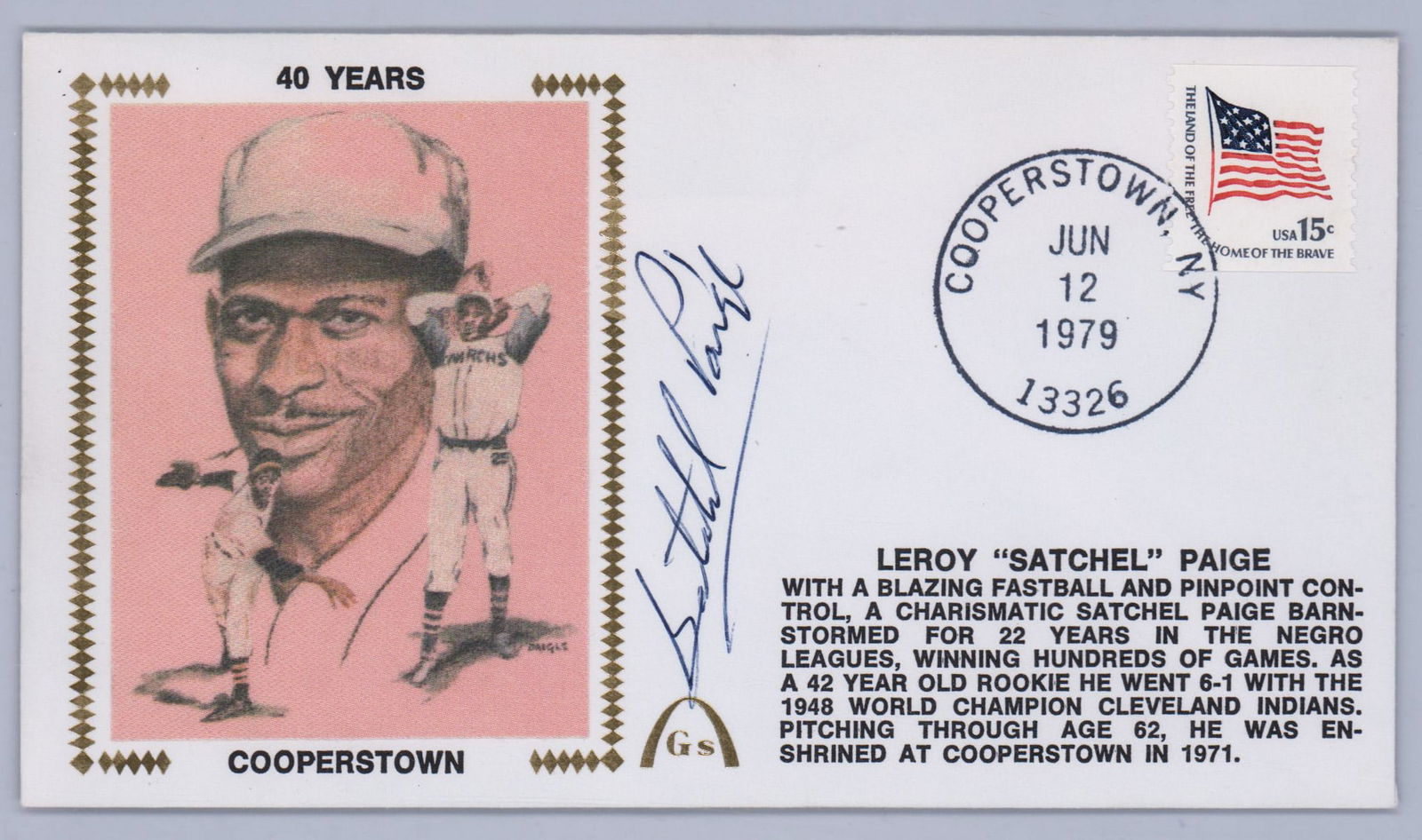Satchel Paige Autographed Gateway Cachet BAS LOA (1 of 3)
