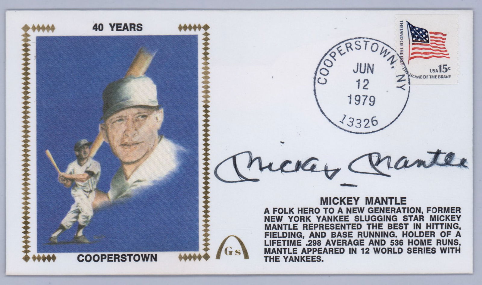 Mickey Mantle Autographed Gateway Cachet BAS LOA (1 of 3)