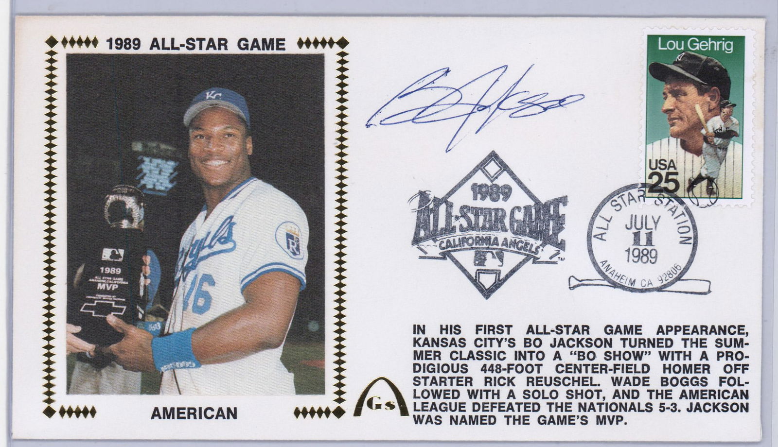 Bo Jackson Autographed Gateway Silk Cachet (1 of 2)