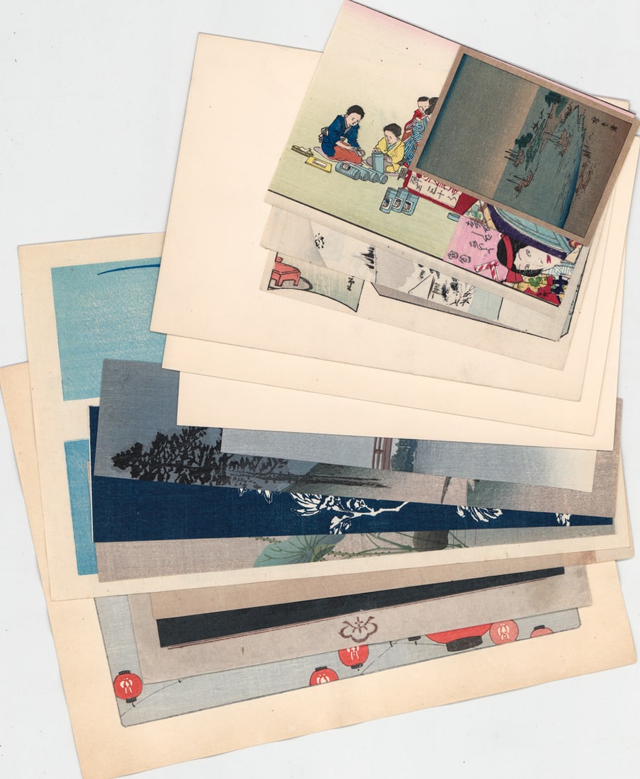 Vintage Japanese Miniature, Small Woodblock Prints (1 of 7)