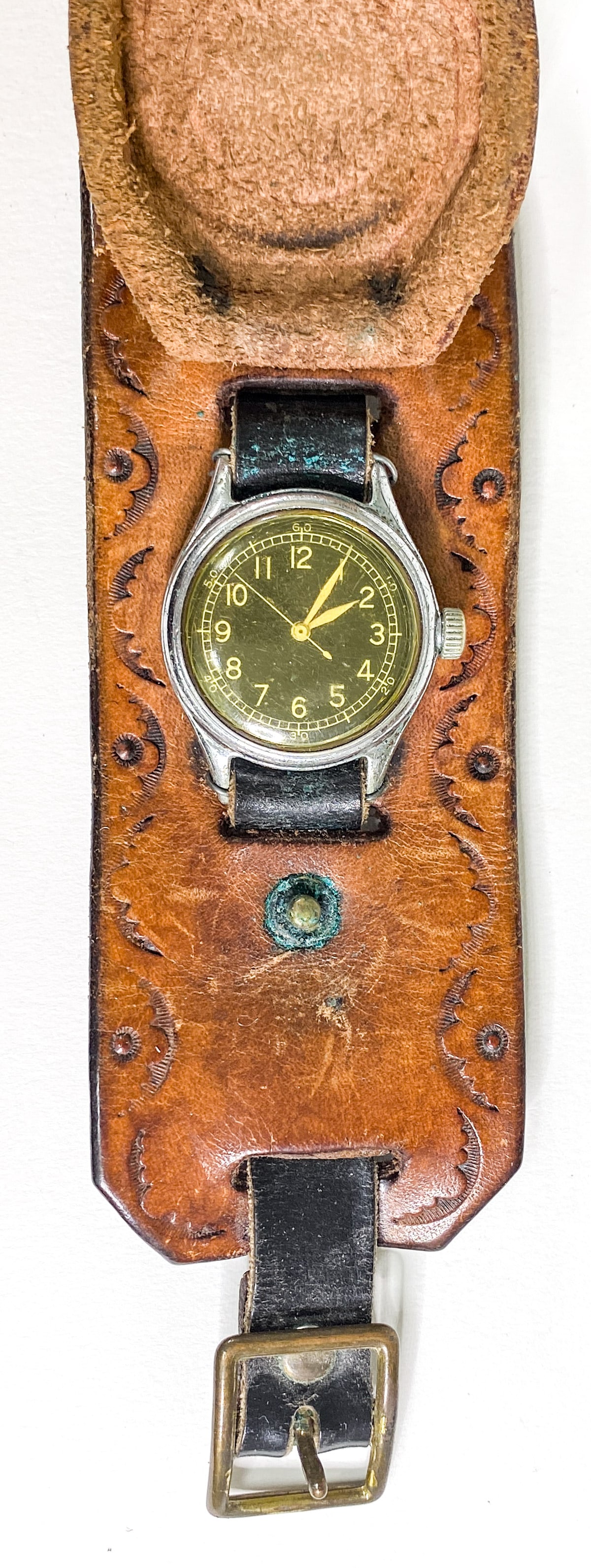 Bulova Type A-II Military Wristwatch Paratrooper: Bulova Type A-II Military Wristwatch (from Paratrooper). Dial measures 27 mm, total diameter 32 mm. Running condition, not tested for accuracy. If lot is absent of a condition report one may be reques