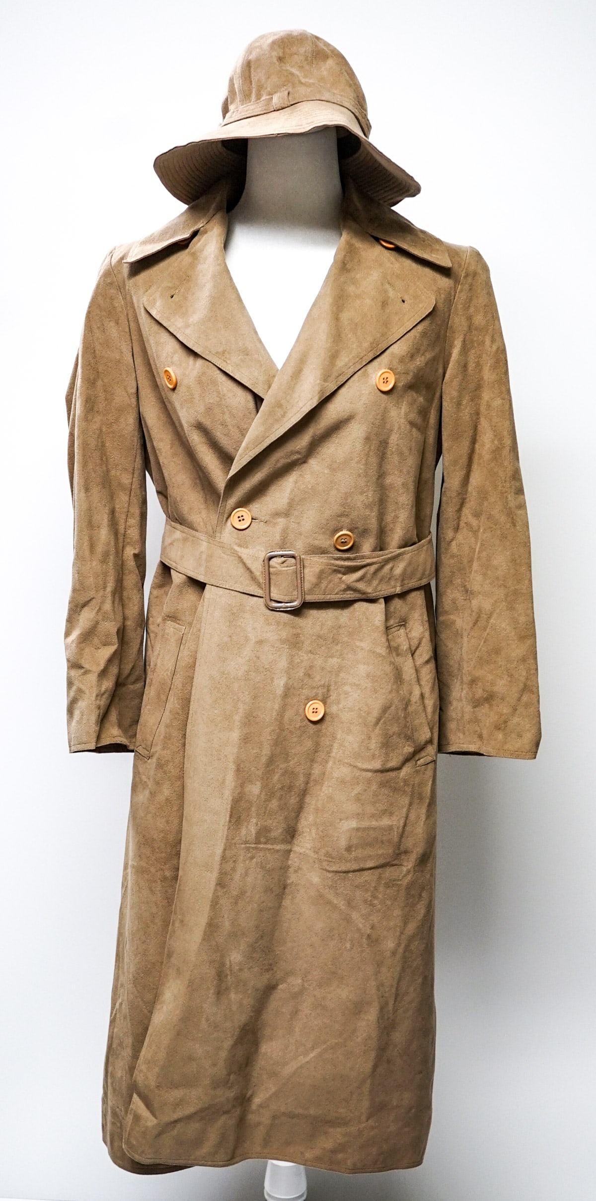 Braniff Airways - Halston Coat and Hat Set: Braniff International Airways Hostess Halston 1980's coat and hat set. The coat measures 19 in. across chest measured from underarm and 47 in. long measured from back of collar. It is double breasted