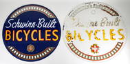 (2) Schwinn Bicycles Reverse Painted Glass Signs