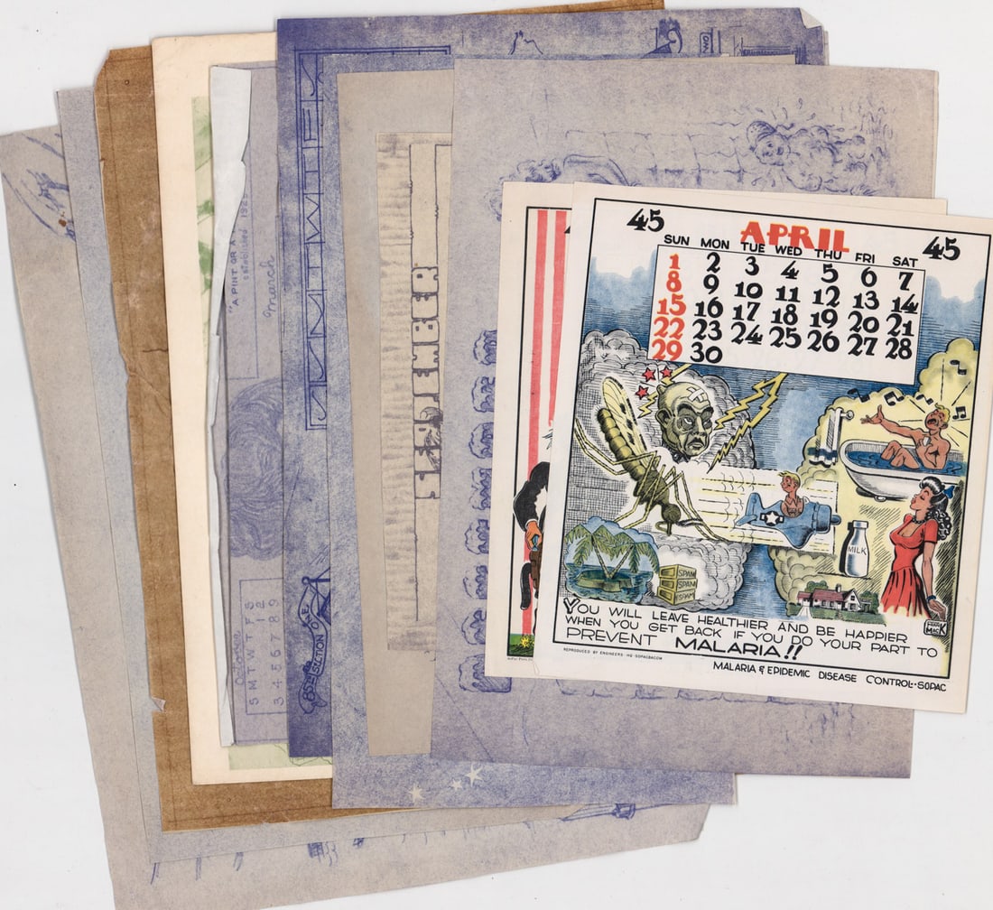 (12) US WWII Girly Printed Calendars (1 of 13)