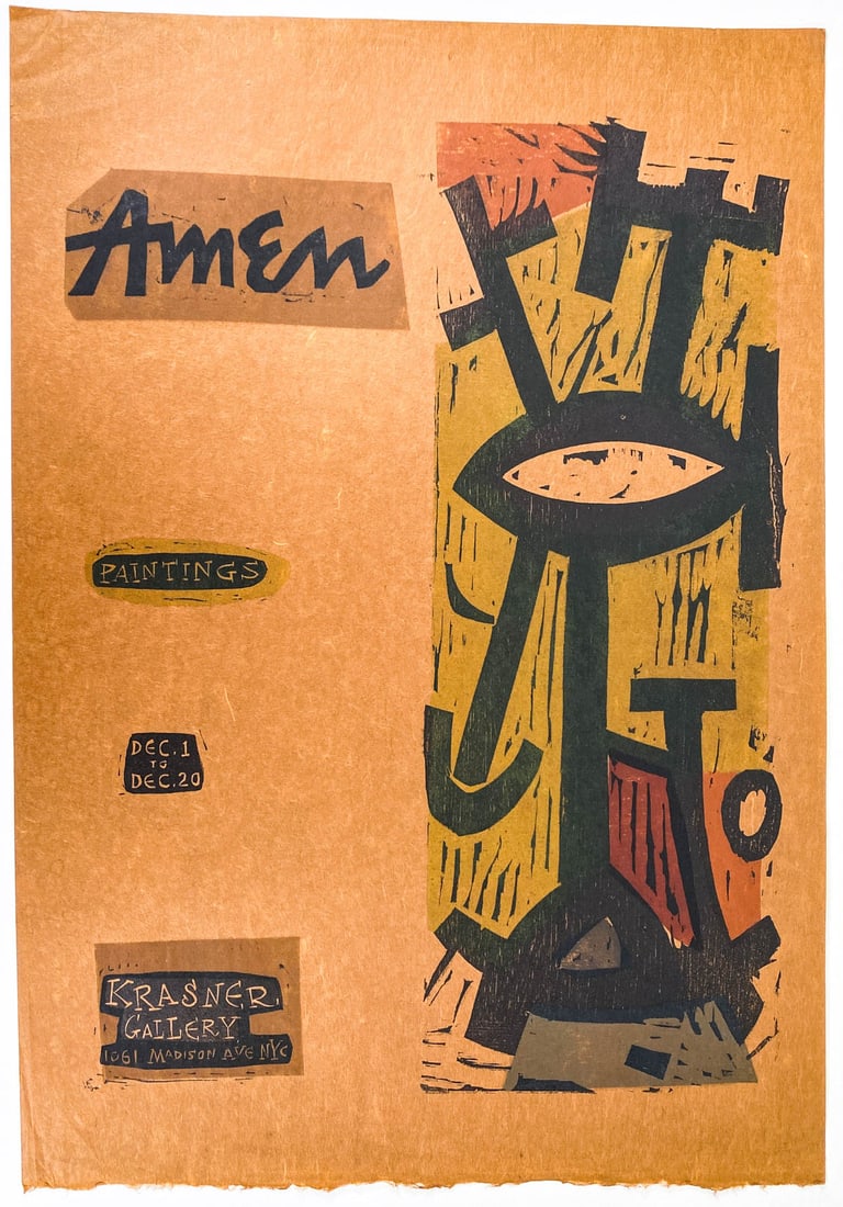 Irving Amen Woodcut Exhibition Poster (1 of 2)