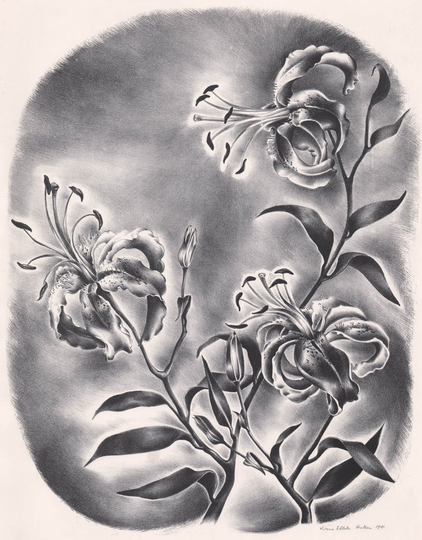 Victoria Hutson Huntley Signed Litho {Floral] (1 of 4)