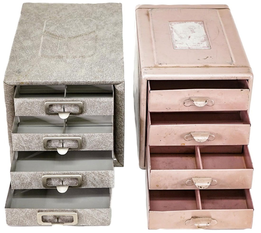 Two (2) Small 4 Drawer Metal Parts Cabinets (1 of 8)