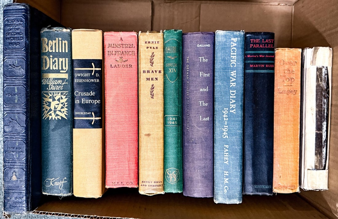 Vintage/Antique War & Military History Books (11): Vintage/Antique War and Military History Hardcover Books (11, no dust jackets). Measures 17 in. x 12 in. x 8 in. The absence of a condition report does not imply that the lot is in perfect condition o