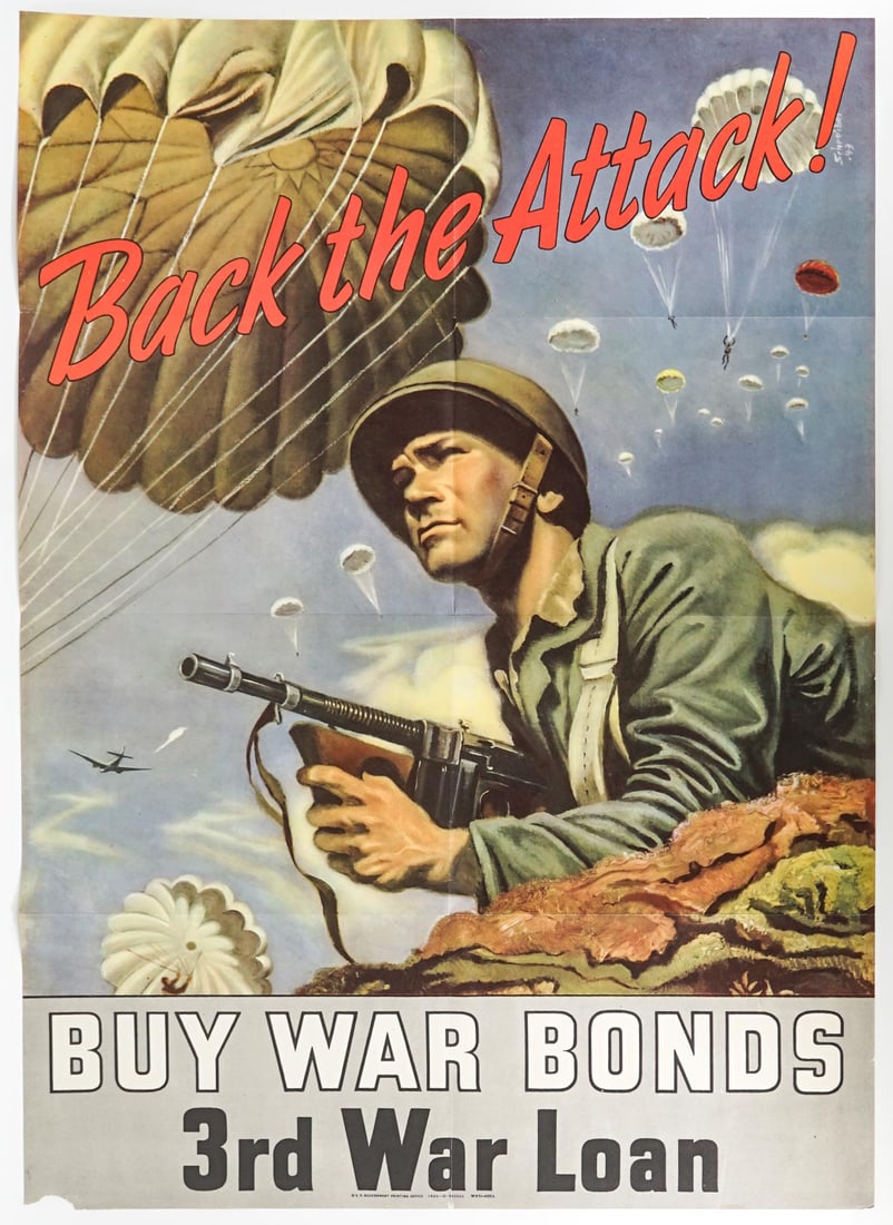 WWII Back the Attack! 28x20 Poster [War Bonds] (1 of 4)