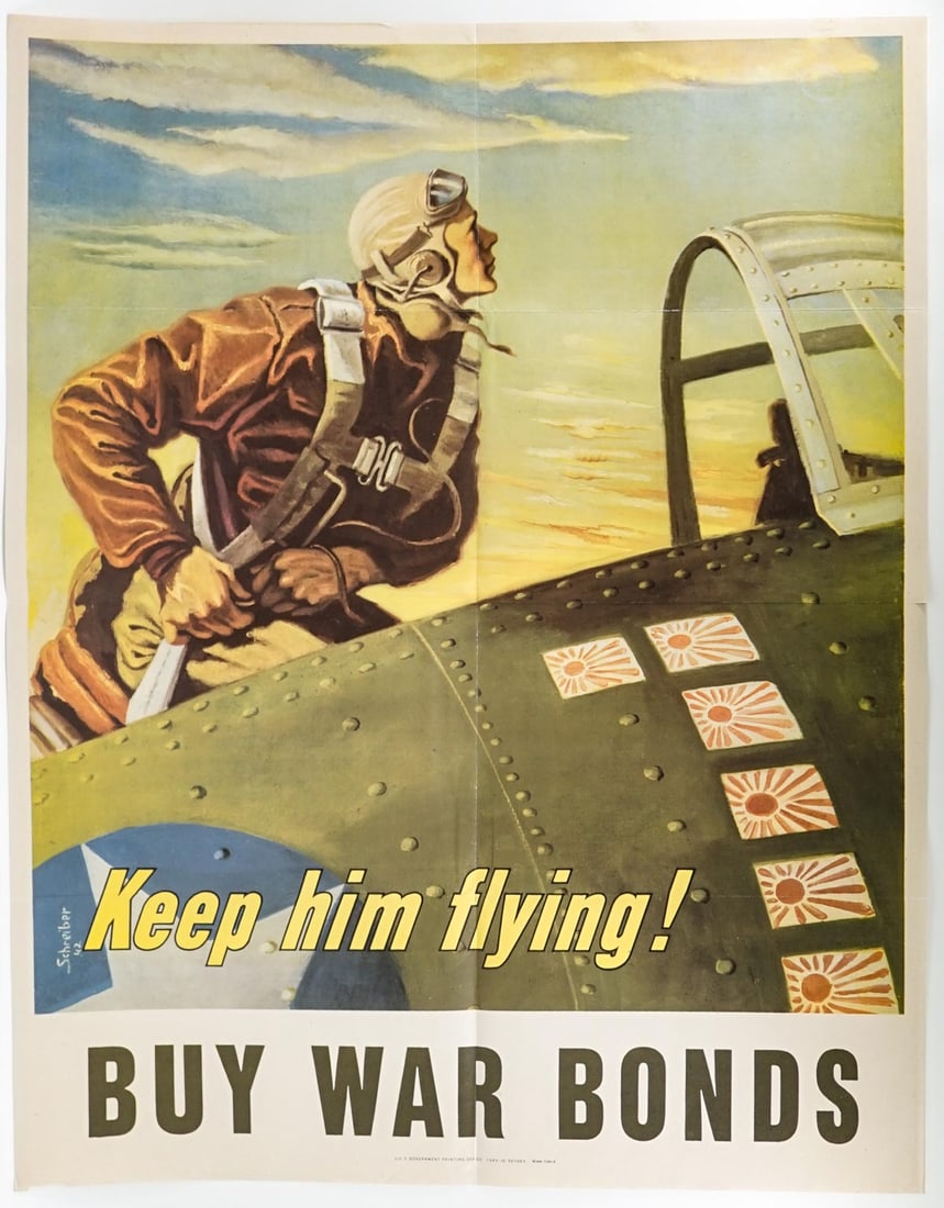 WWII Keep Him Flying, Buy War Bonds 28x20 Poster (1 of 4)