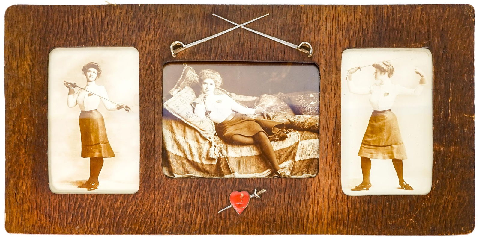 Woman Fencing (3) Antique Photos Framed 1902 (1 of 2)