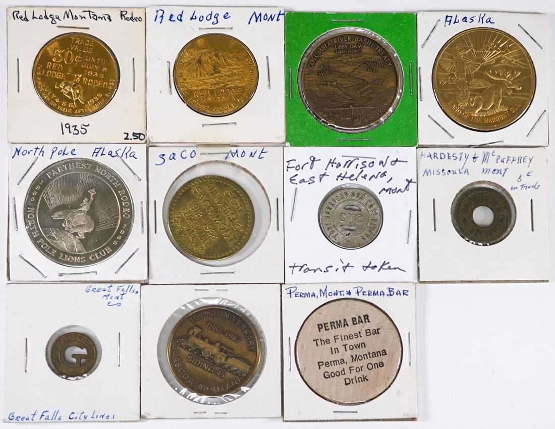 Assorted (11) Trade Tokens [Montana, Alaska] (1 of 2)