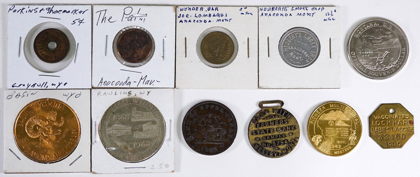 Montana, Wyoming (11) Trade Tokens (1 of 2)